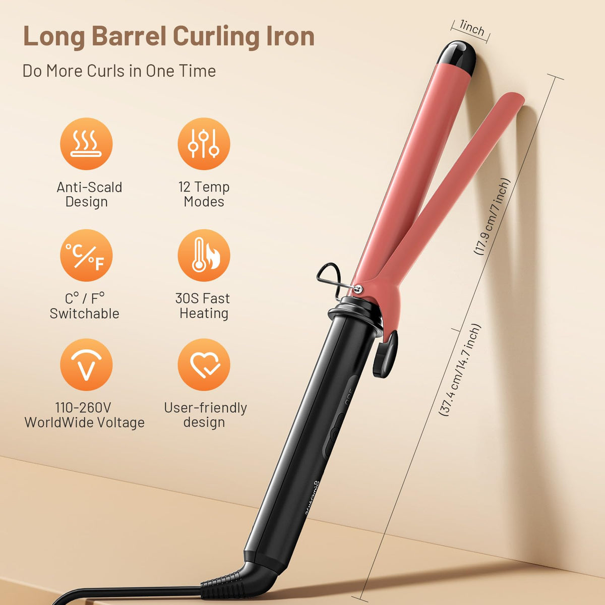 SimerSure 7.28-inch heating tube wraps more hair at once.