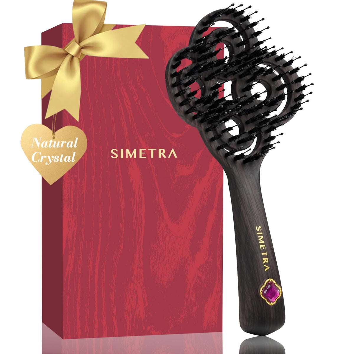 Simetra Detangler Brush with natural boar bristles for smooth, frizz-free styling