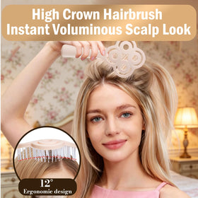 Simetra Detangler Brush with rose quartz inlay adds premium touch and calm rituals
