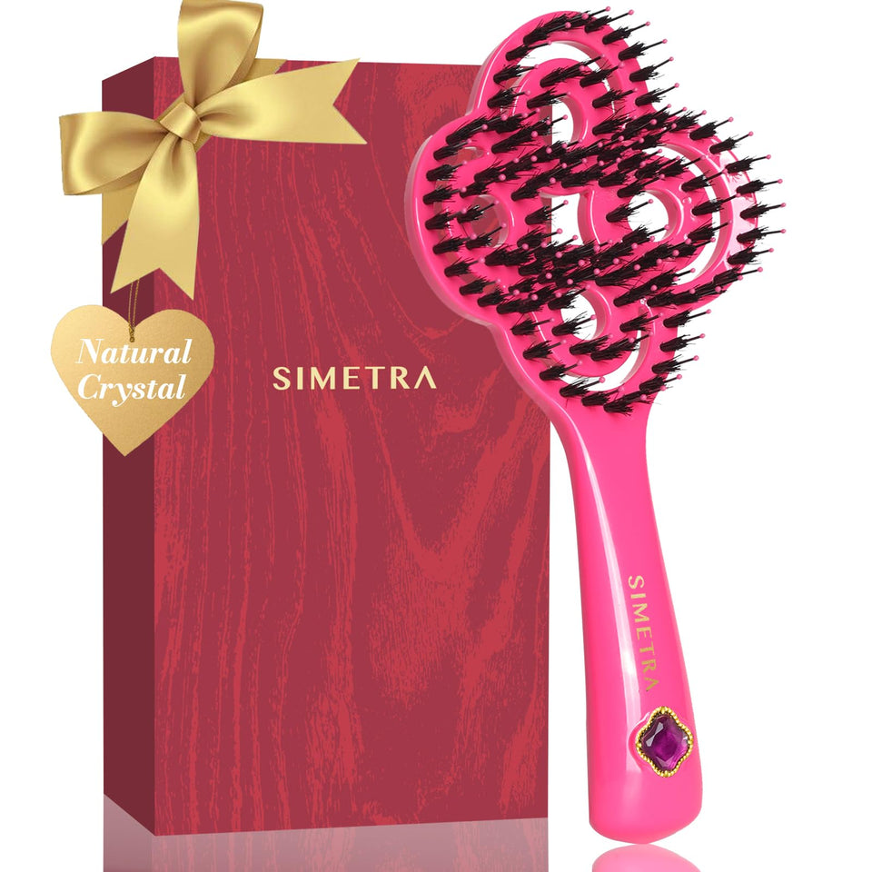 SIMETRA Lucky Hair Brush wet-detangler smooths damp hair for easier styling.