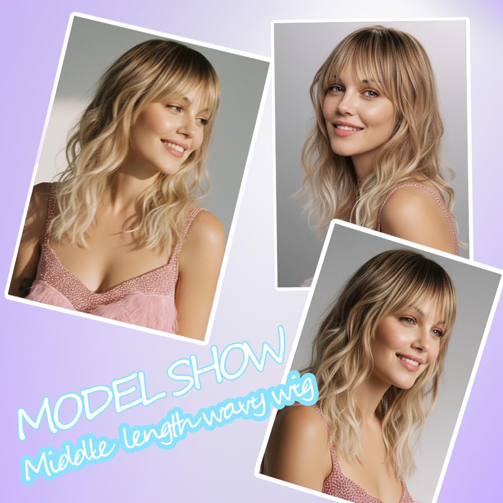 Simkaylee ombre blonde wig with fringe for versatile styling options