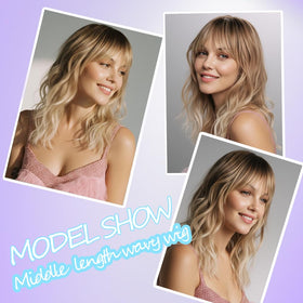 Simkaylee ombre blonde wig with fringe for versatile styling options