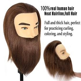 Simnient manikin head with beard, real hair, great for beard trimming practice.