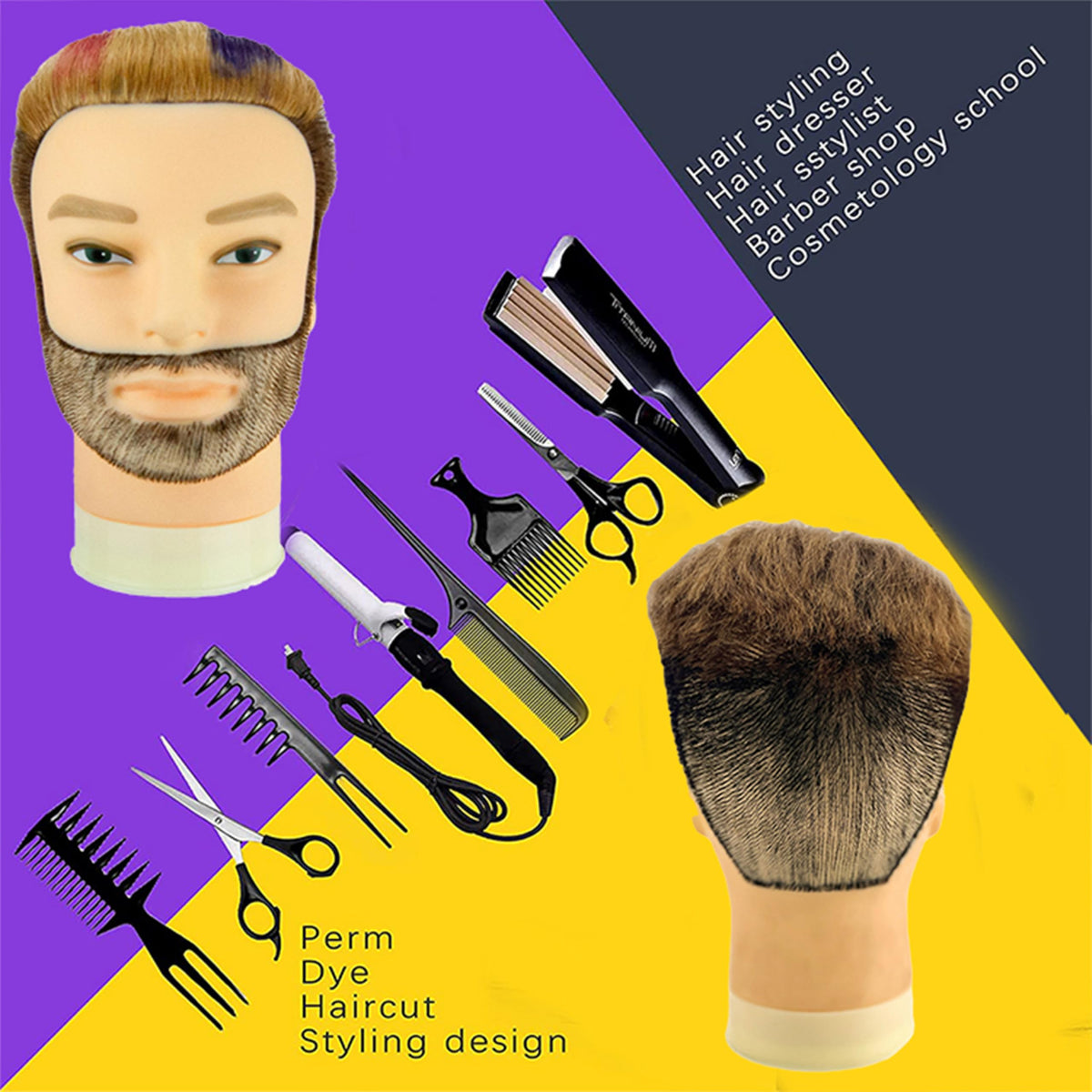 Simnient close-up shows hair texture, suitable for practice and evaluation.