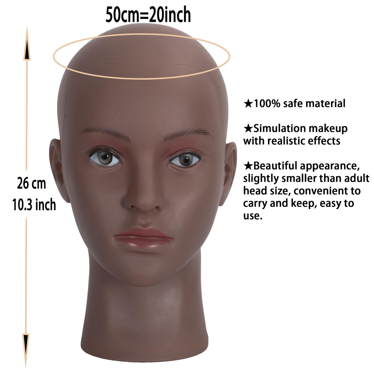 Simnient professional wig-styling head enables secure, fast wig fitting.