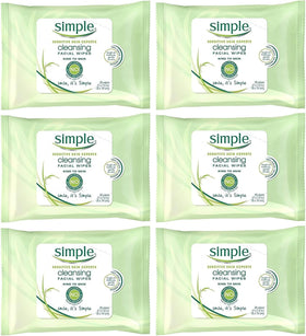 Simple Cleansing Wipes outer box with six-pack design for travel