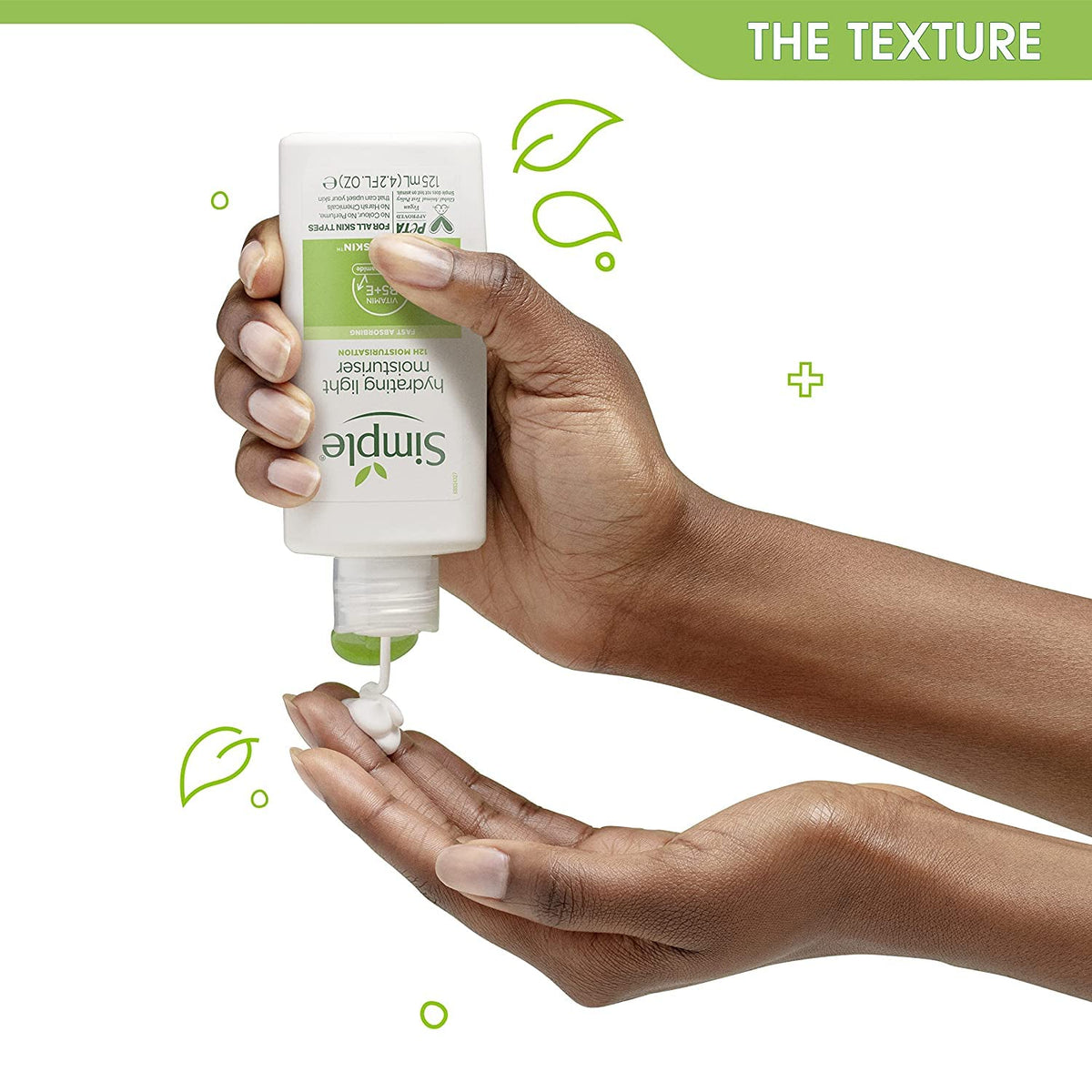 Simple Hydrating Light Moisturizer being applied to the face for quick absorption.