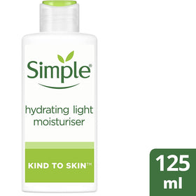 Packaging back view of Simple Hydrating Light Moisturizer showing ingredients.