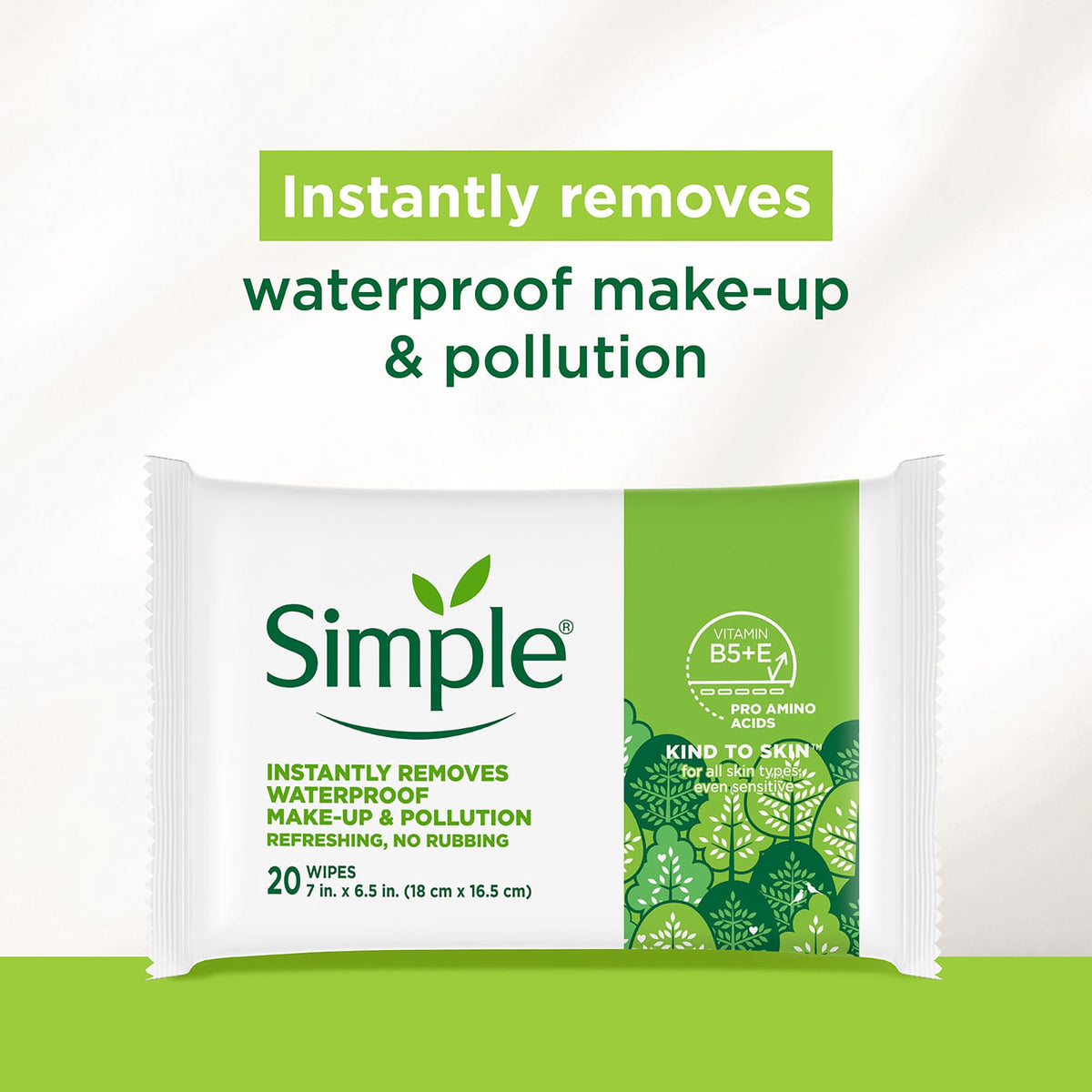 Simple Kind To Skin micellar wipes removing waterproof makeup with ease.