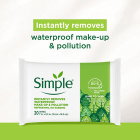 Simple Kind To Skin micellar wipes removing waterproof makeup with ease.