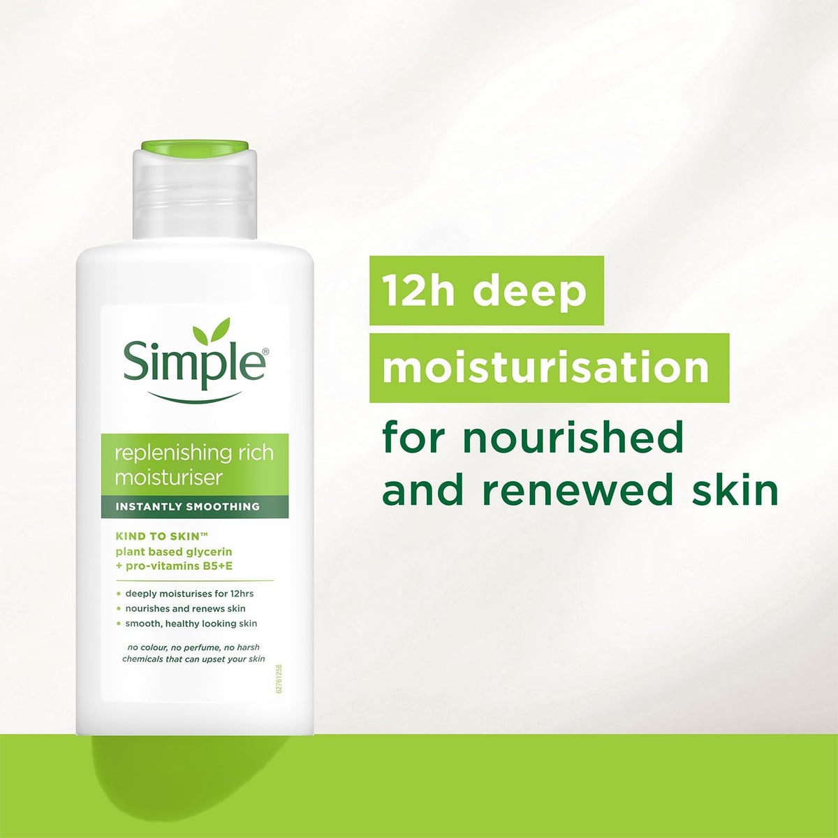 Simple Kind to Skin Replenishing Rich Moisturiser cream swatch close-up