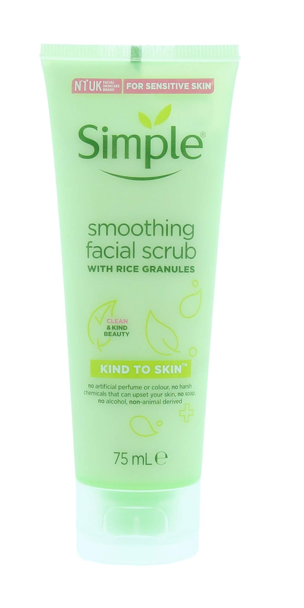 Simple Kind To Skin smoothing facial scrub 75ml tube in a two-pack for smooth skin