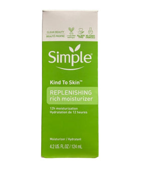 Simple Kind To Skin unscented moisturizer bottle emphasizing fragrance-free care