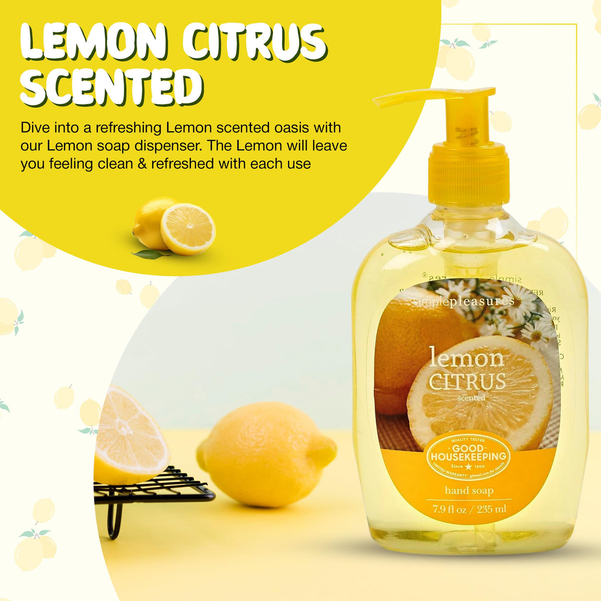 Simple Pleasures Cherry Blossom hand soap bottle with uplifting floral aroma for daily hand cleansing.