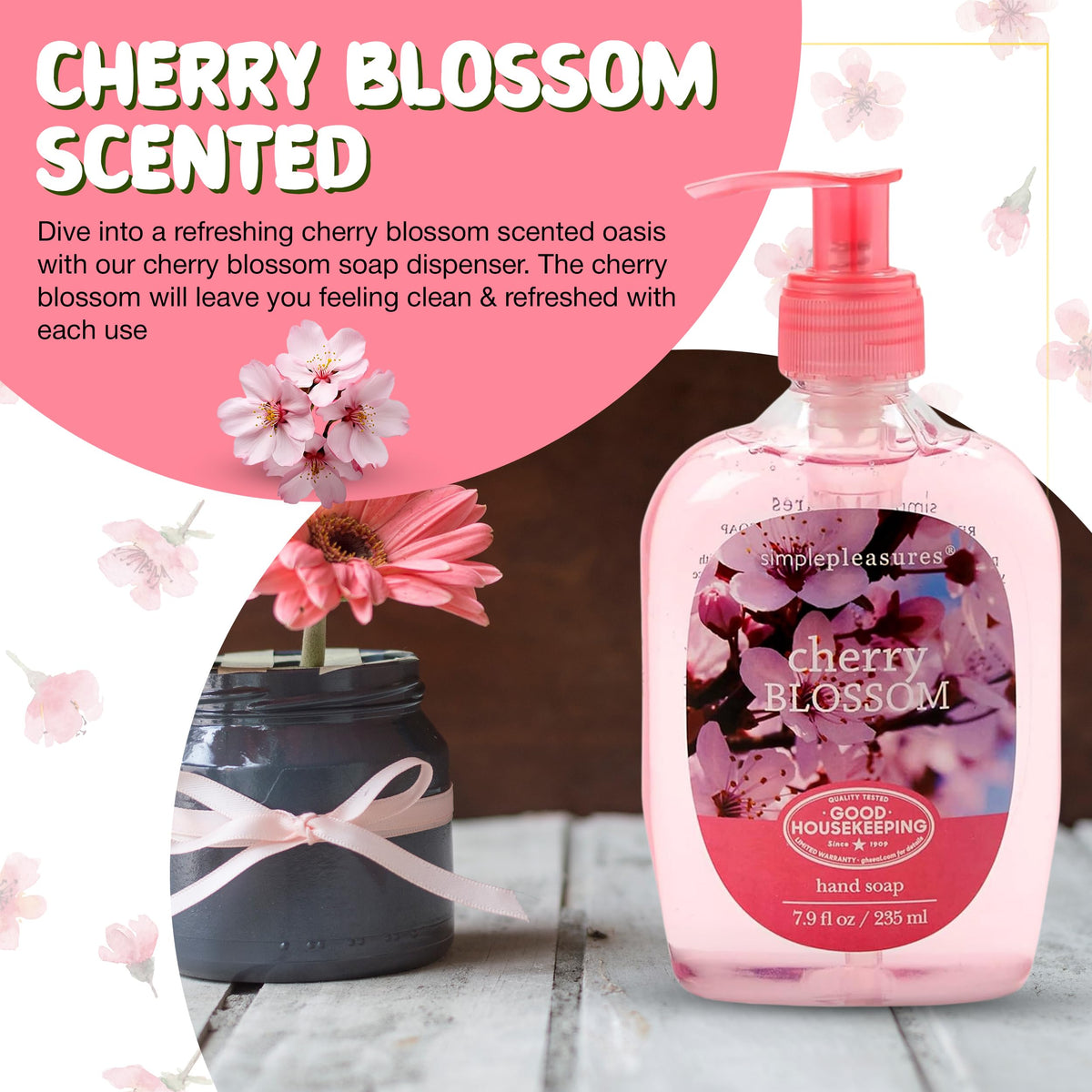 Simple Pleasures Cherry Blossom jumbo refill showcases long-lasting home convenience.