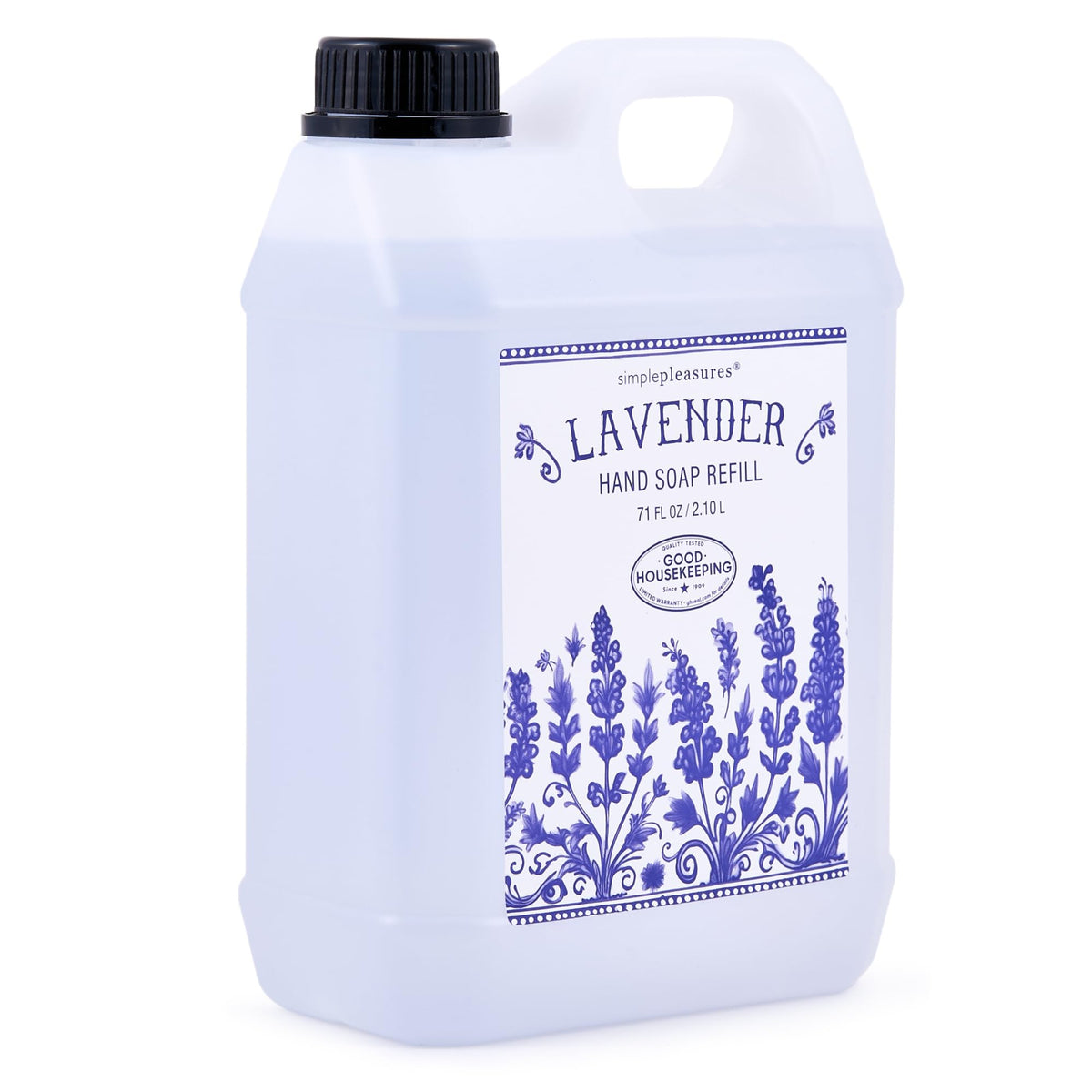 SIMPLE PLEASURES Lavender Fields label closeup highlighting relaxing lavender fragrance