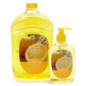 Simple Pleasures Lemon hand soap bottle for refreshed hands and subtle citrus scent.