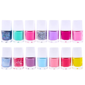 SIMPLE PLEASURES Unicorn nail polish shades display with a rainbow palette for mix-and-match art.
