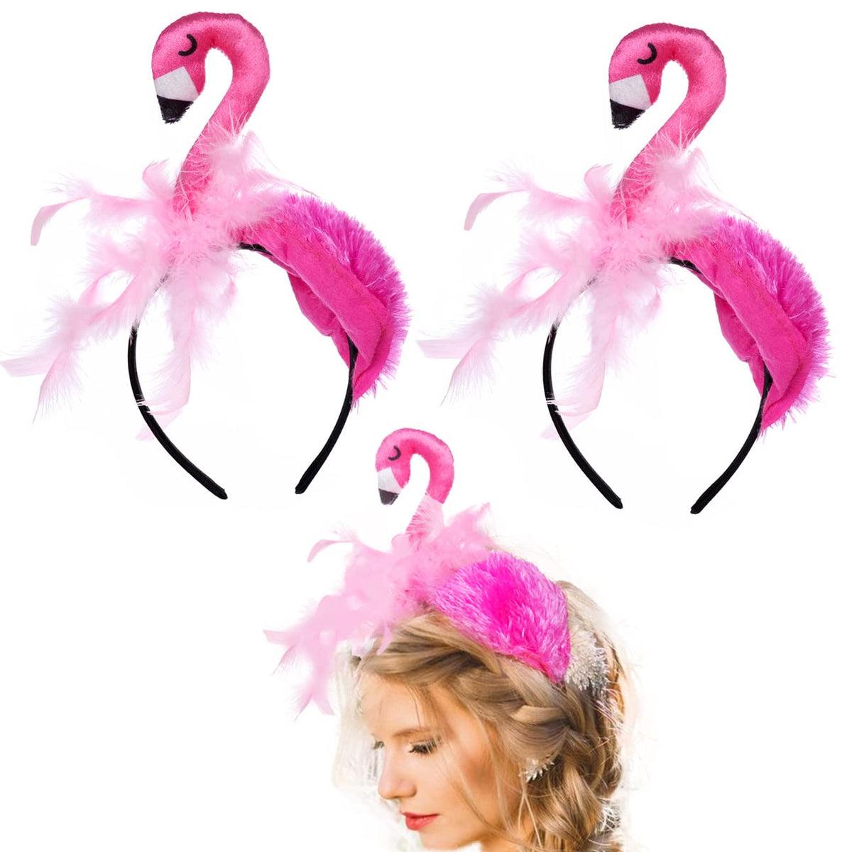 Simple Polymer Hawaii Flamingo headband featuring pink flamingo bopper for festive party flair.
