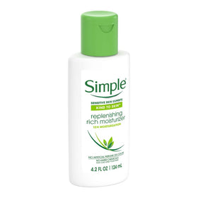 Simple Replenishing Rich Moisturizer bottle close-up showing silky texture for everyday hydration