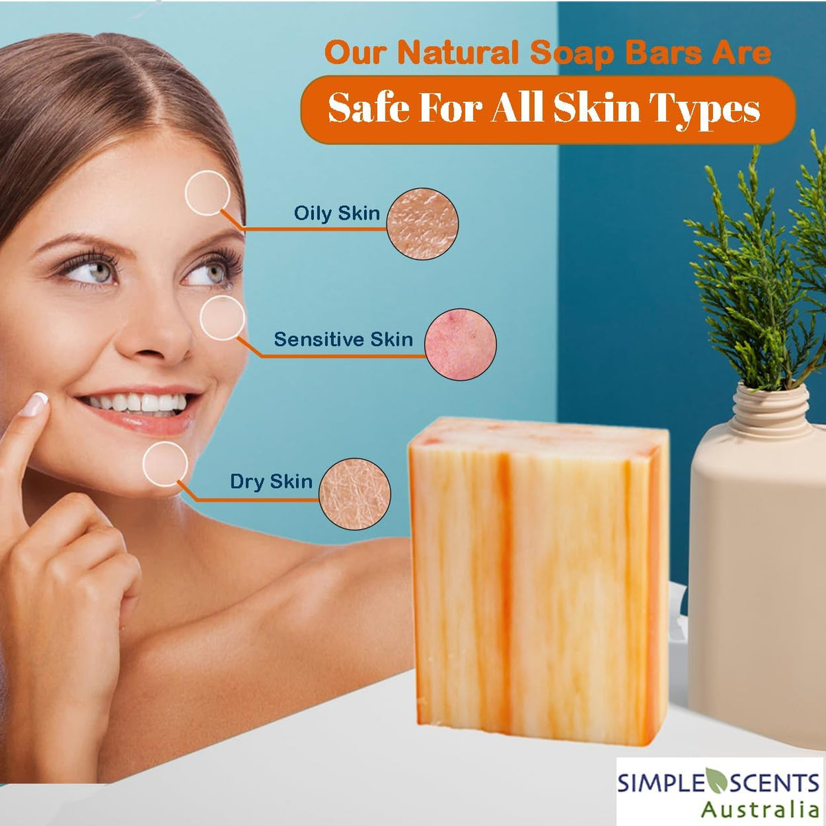 Five bars set from Simple Scents Australia Orange Zest, ideal gift