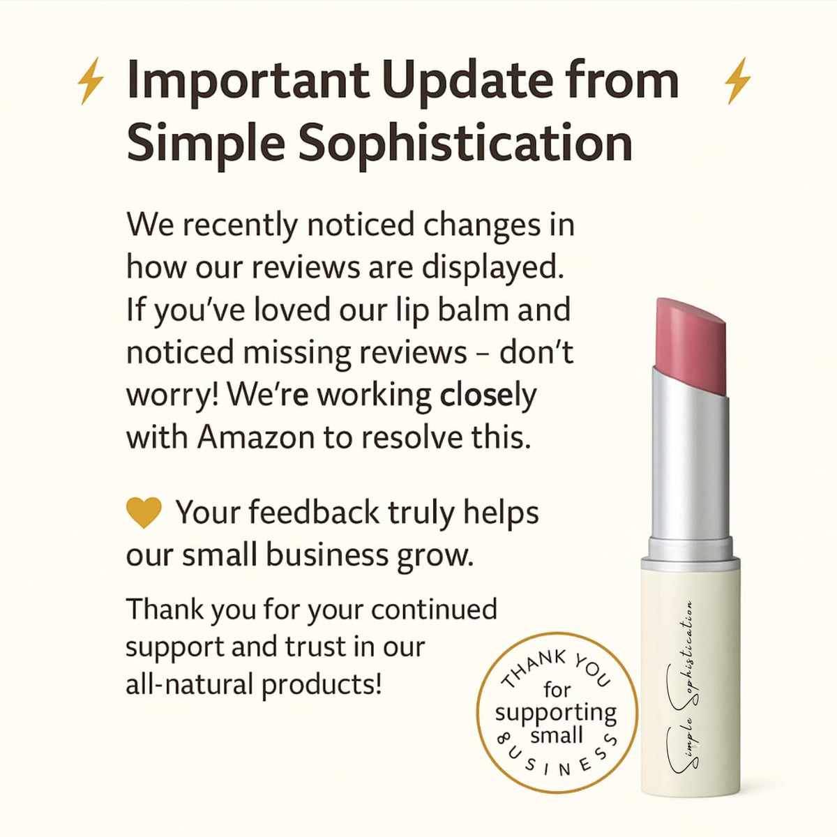 Simple Sophistication Natural Lip Balm uses organic argan oil for gentle care.
