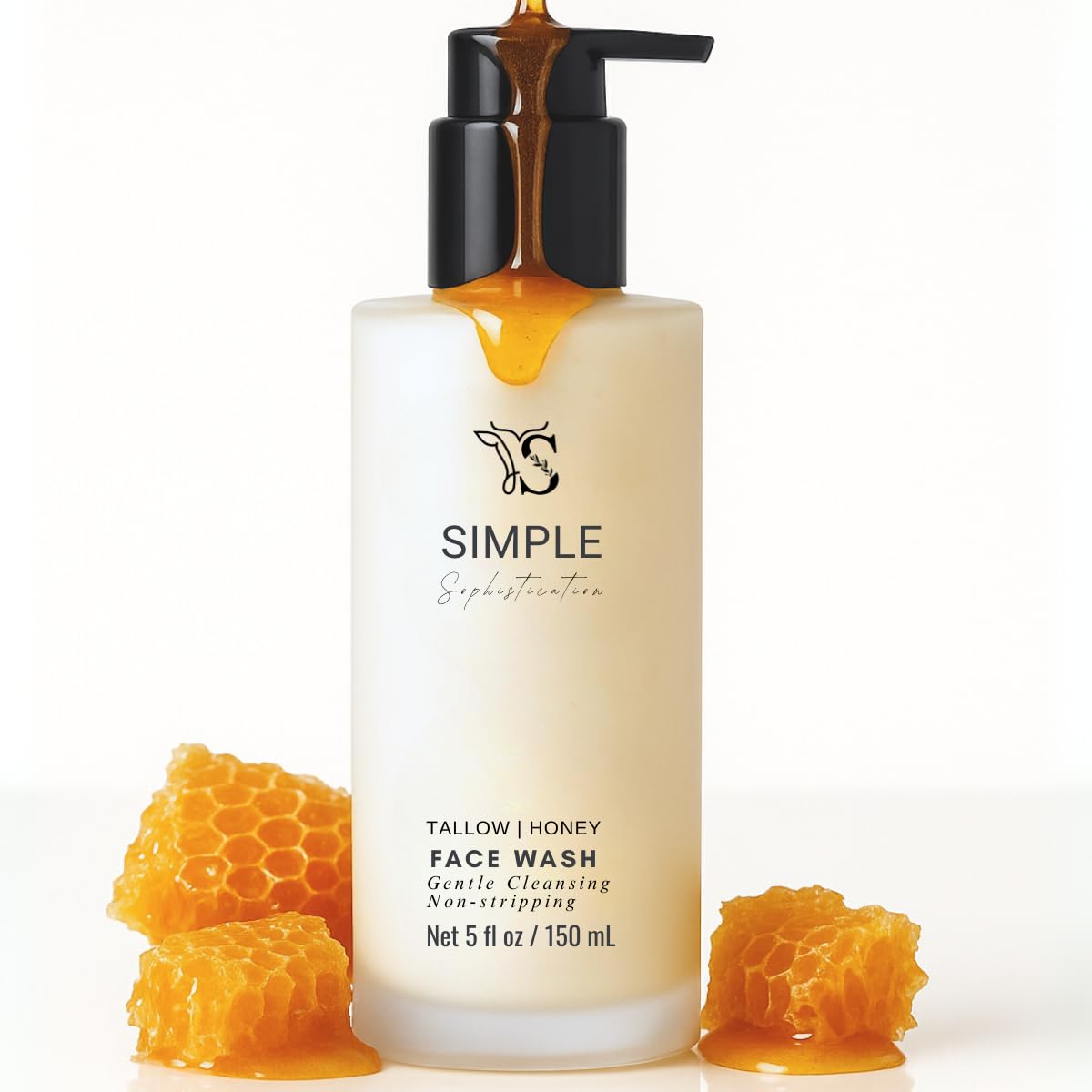Simple Sophistication Tallow Honey Cleansing Milk bottle—gentle, hydrating cleanse for sensitive skin.