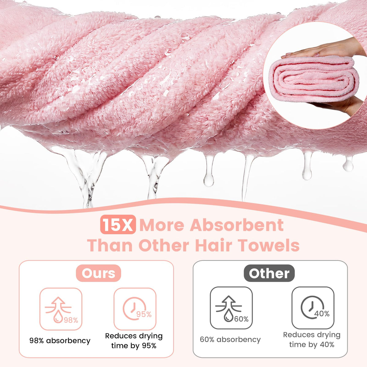 Simple Supplies 3 pack microfiber hair towel wrap anti-frizz design
