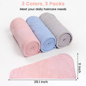 Simple Supplies 3 pack microfiber hair towel wrap close up fabric texture