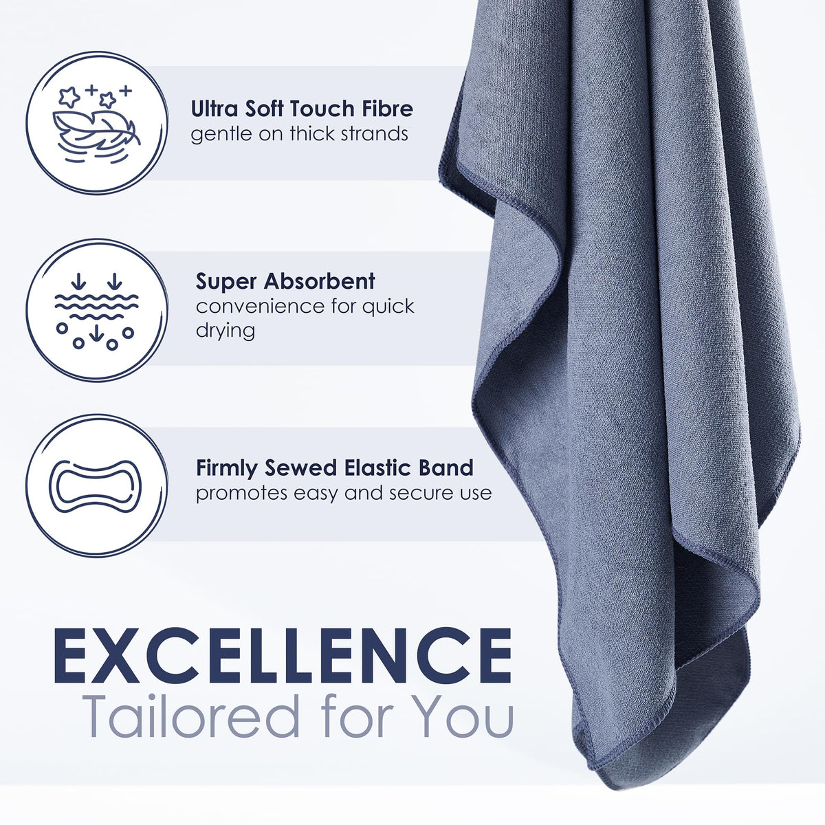 SimpleField anti-frizz microfiber towel reduces frizz and speeds drying.