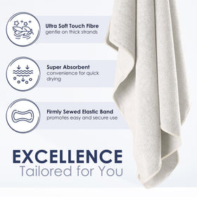 SimpleField microfiber towel highlighting anti-frizz and high absorbency