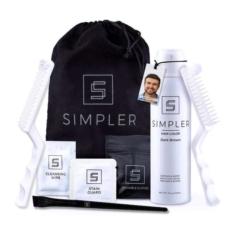 Simpler Hair Color dark brown mustache brush kit for precise, mess-free grooming