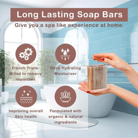 Simple Scents Australia patchouli soap bar detail, shea butter boost for nourished skin.