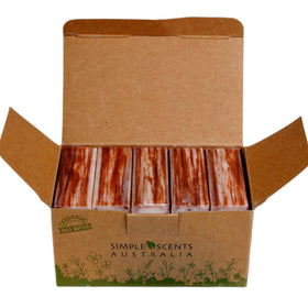 Simple Scents Australia patchouli soap bars pack side view, compact gift-ready packaging.