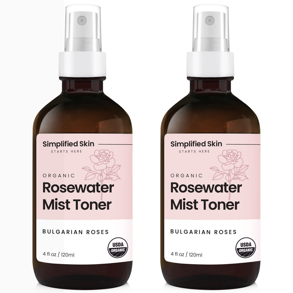 Simplified Skin rose water spray bottle for refreshing facial mist and lightweight hydration