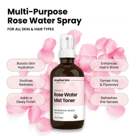 Simplified Skin Organic Rose Water label shows USDA certification.