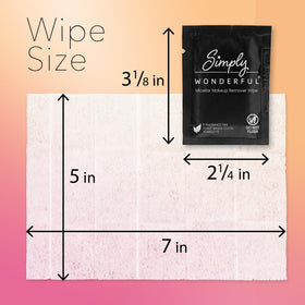 Simply Wonderful 5x7 inch wipe laid flat shows generous cleansing surface