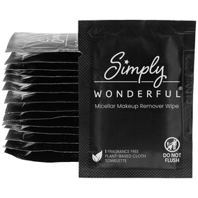 Simply Wonderful Makeup Wipes Remover sachet shows portable single-use cleansing on the go