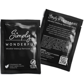 Simply Wonderful makeup wipes removing makeup and oil with gentle cleansing