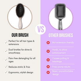 Simply Hair anti-static bristles reduce frizz for smoother finish.