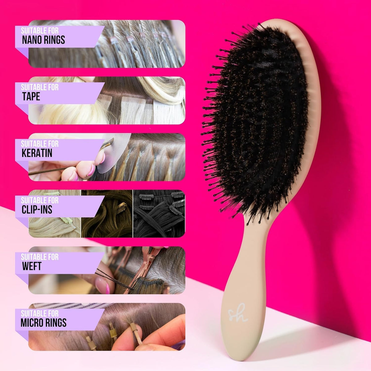 Simply Hair nano-ring extensions compatibility enables safe detangling on bonds.