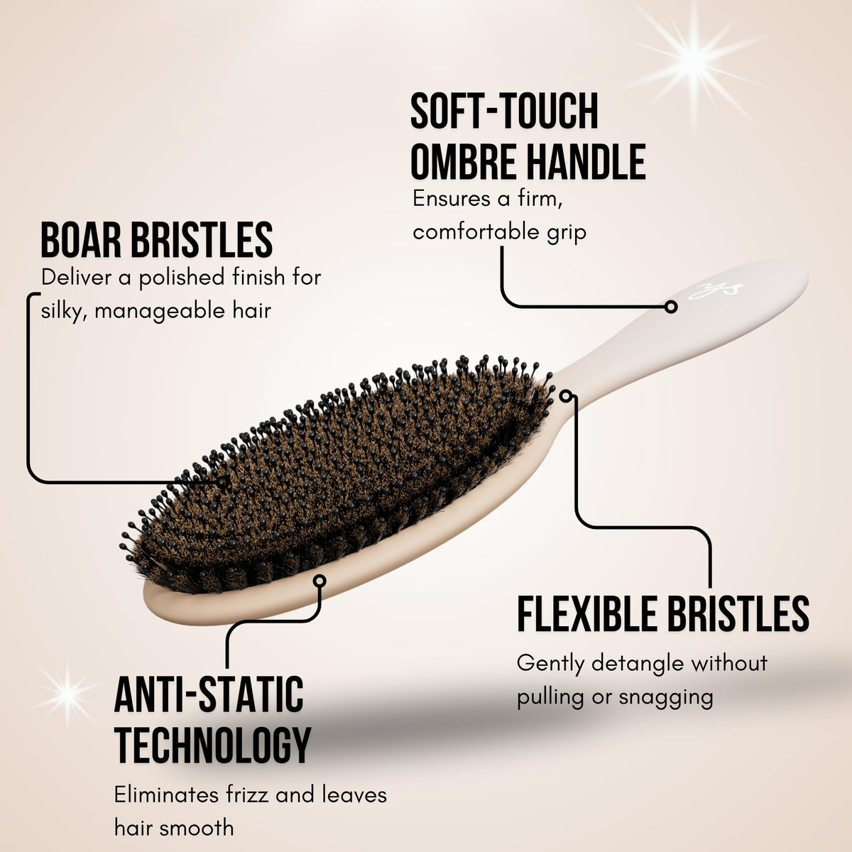 Simply Hair soft-touch beige-ombre handle adds comfortable daily styling.