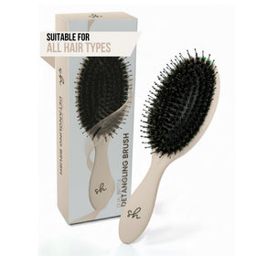 Simply Hair Ultimate Brush dual-bristle closeup for gentle, pain-free detangling.