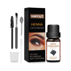 Simpout henna hair spot kit packaging highlighting natural ingredients for at home color touch ups.