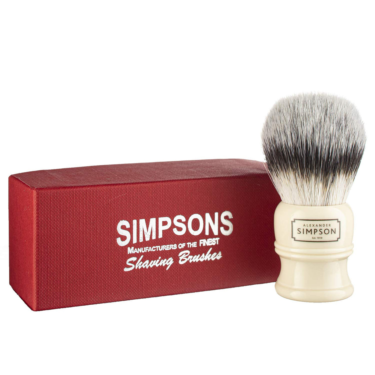 Simpson Trafalgar 2 shaving brush ivory handle for premium grip and rich lather.