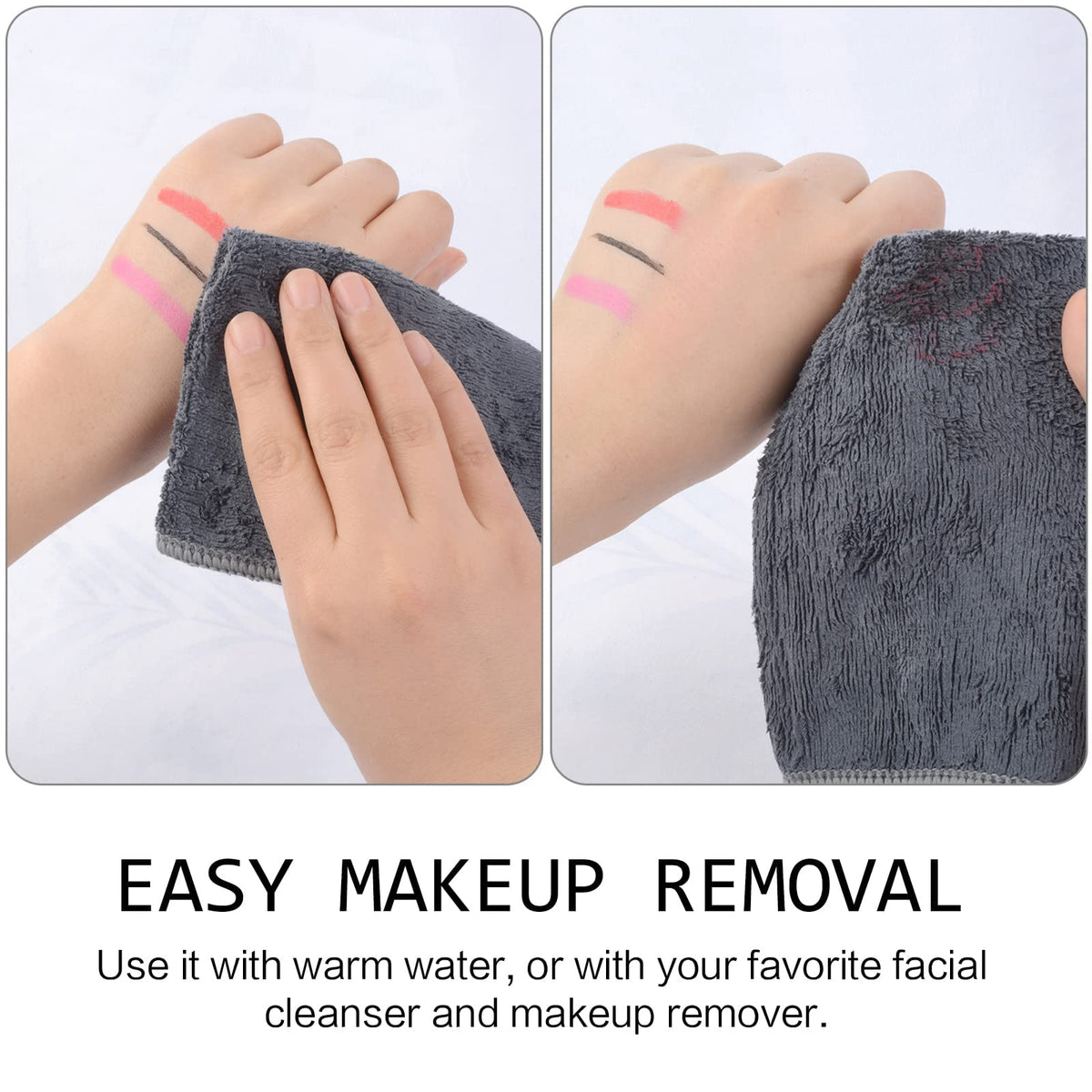 SINLAND soft washcloth suitable for makeup removal with water or mild soap.
