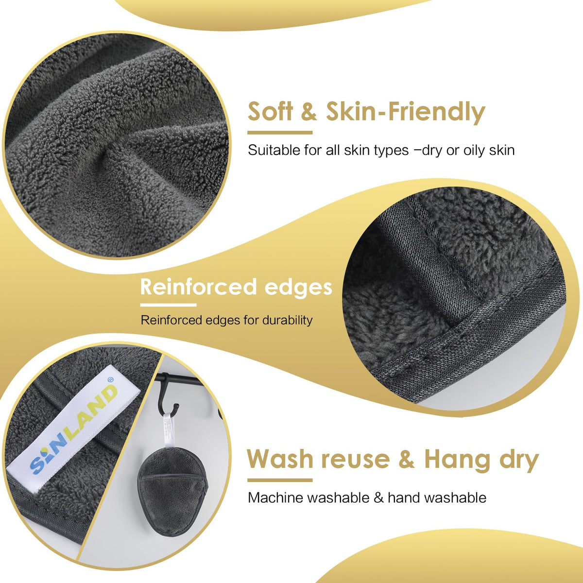 SINLAND reusable pads with laundry bag for mess free washing