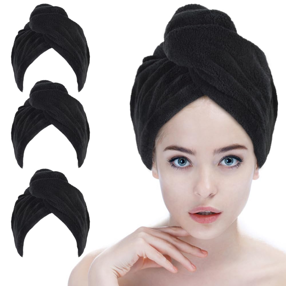 Sinland microfiber hair-drying cap folded, soft and fast-drying for post-shower routine
