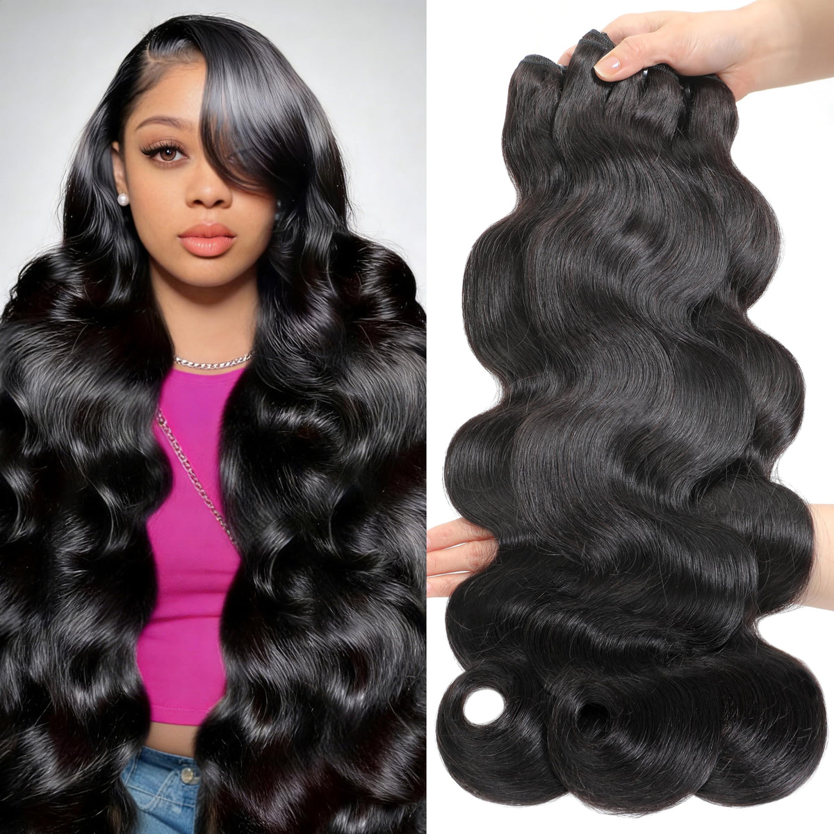 Sinoppby 16A body wave bundles pack with cuticle-aligned wefts for natural blend