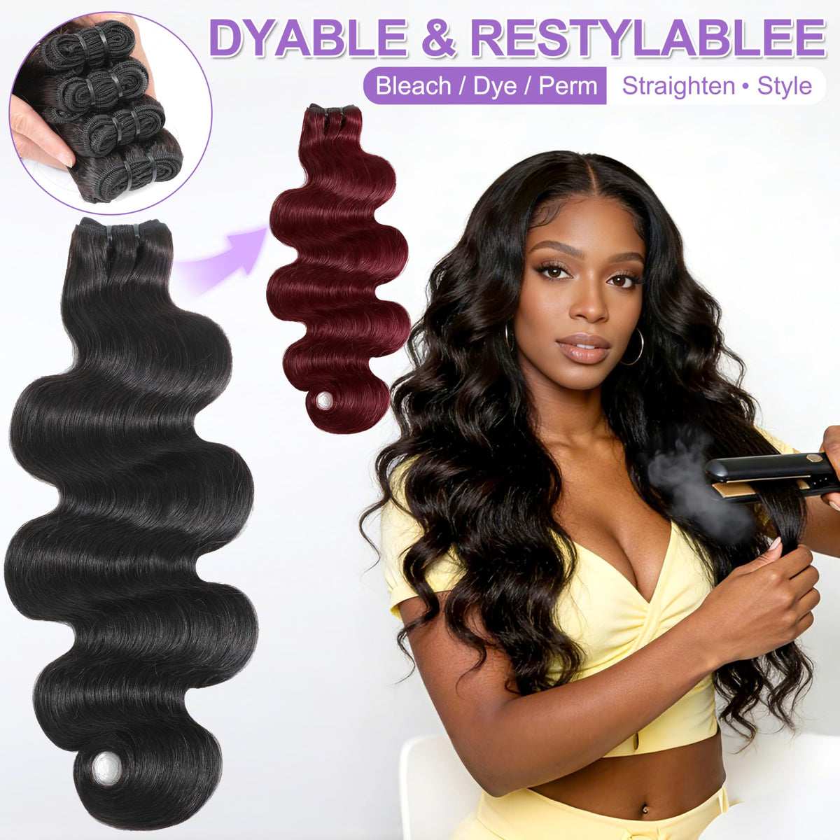 Sinoppby bleach and dye friendly capability for color variety